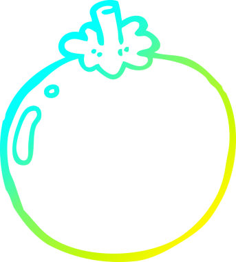 Bir insan tarafından çizilmiş bir domatesin soğuk çizgi çizimi