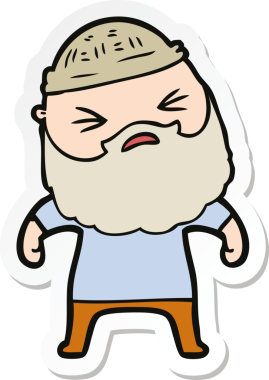 Bir insan tarafından çizilmiş sakallı bir karikatür adamın çıkartması.