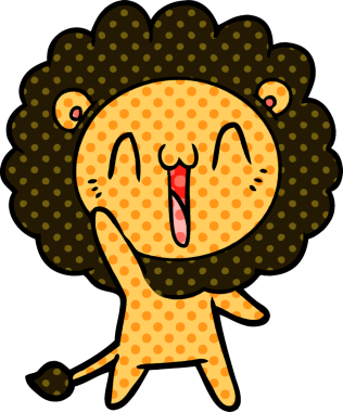 Bir insan tarafından çizilmiş mutlu çizgi film aslanı.