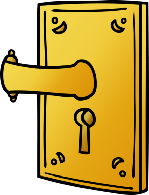 Bir insan tarafından çizilmiş bir kapı kolunun gradyan karikatürü.