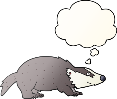 Düşünce baloncuğu olan çizgi film porsuğu bir insan tarafından çizilmiş.