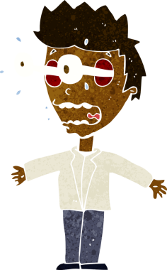 Bir insan tarafından çizilmiş çizgi film bakışlı adam.