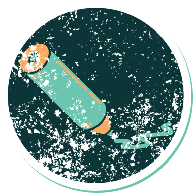 Bir insan tarafından çizilmiş renkli bir kalemin sembolik dövmeli resmi