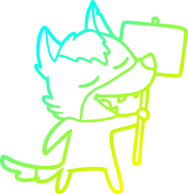 Bir insan tarafından çizilmiş gülen bir kurdun soğuk çizgi çizimi.