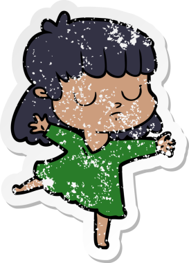 Bir insan tarafından çizilmiş ilgisiz bir kadının karikatür çıkartması.