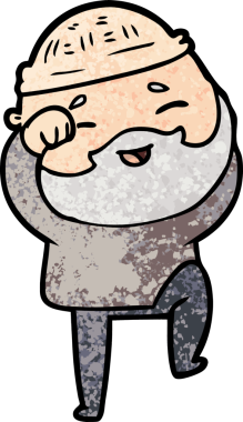 Bir insan tarafından çizilmiş mutlu sakallı bir adam.