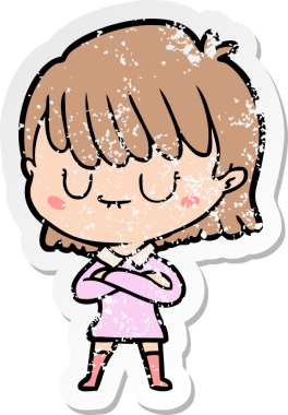 Bir insan tarafından çizilmiş karikatür bir kadının sıkıntılı çıkartması.