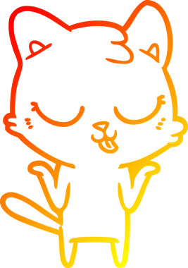 Bir insanın omuzlarını silkeleyen çizgi film kedisinin sıcak çizgi çizimi