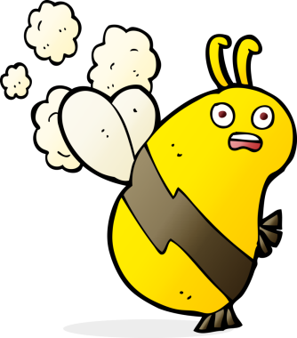 Bir insan tarafından çizilmiş komik çizgi film arısı.