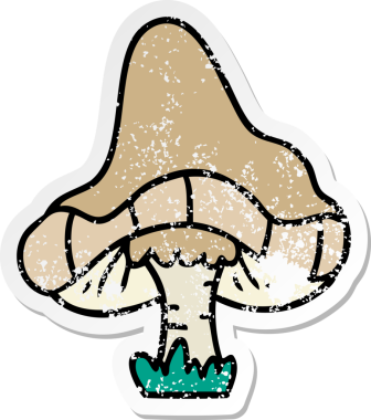 Bir insan tarafından çizilmiş tek bir mantarın el yazısı karikatürü.