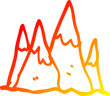 Bir insan tarafından çizilmiş çizgi bir dağ silsilesinin sıcak eğimli çizimi