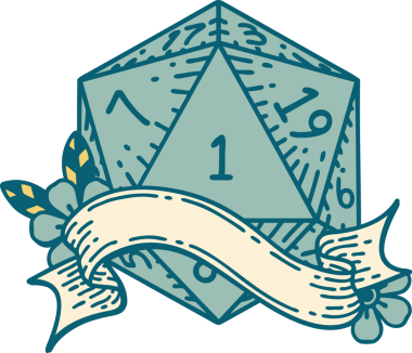 Retro Dövme Biçimi Doğal Bir d20 zar bir insan tarafından çizildi