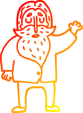 Bir insan tarafından çizilmiş sakallı bir adamın sıcak çizgi çizimi.