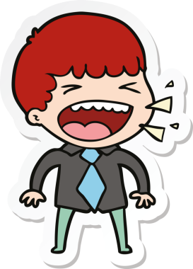 Bir insan tarafından çizilmiş bir karikatür çıkartması.