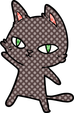 Bir insan tarafından çizilmiş çizgi film kedisi.