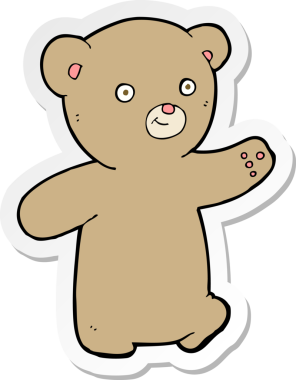 Bir insan tarafından çizilmiş oyuncak ayının çıkartması.