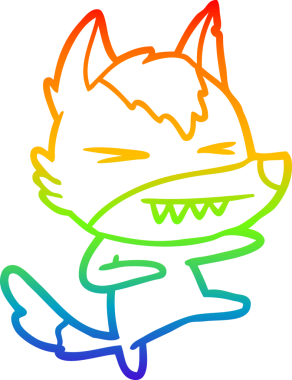 Bir insan tarafından çizilmiş kızgın bir kurt çizgi çizimi.