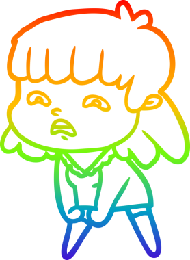 Gökkuşağı gradyan çizimi Bir insan tarafından çizilmiş endişeli bir çizgi kadın