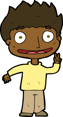 Bir insan tarafından çizilmiş mutlu çocuk çizgi filmi.