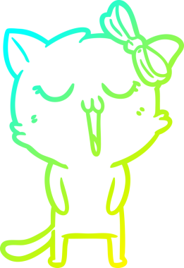 Bir insan tarafından çizilen çizgi film kedisinin soğuk gradyan çizgisi.