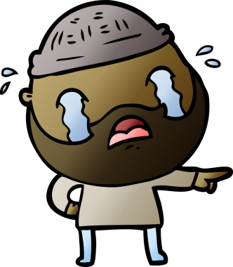 Çizgi film sakallı adam bir insan tarafından çizilmiş ağlıyor.