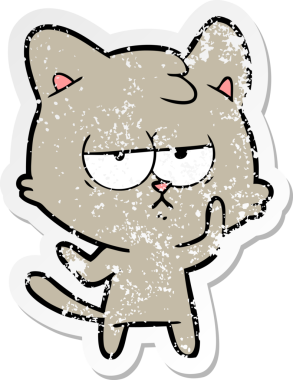 Bir insan tarafından çizilmiş sıkıntılı bir çizgi film kedisinin çıkartması.