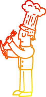 Bir insan tarafından çizilmiş yetenekli bir çizgi film şefinin sıcak çizgi çizimi