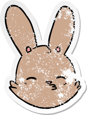 Bir insan tarafından çizilmiş karikatür tavşan suratı.