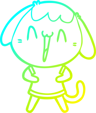 Bir insan tarafından çizilmiş şirin bir çizgi köpeğin soğuk gradyan çizgisi.