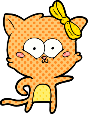 Bir insan tarafından çizilmiş çizgi film kedisi.