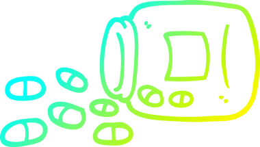 Bir insanın çizdiği bir kavanoz hapın soğuk gradyan çizgisi.