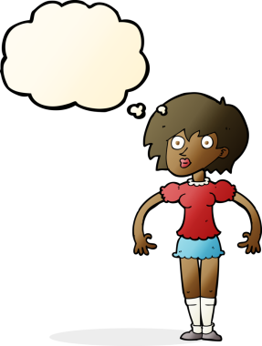 Bir insan tarafından çizilmiş düşünce balonlu bir karikatür.