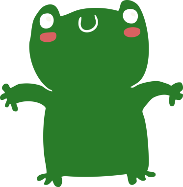 Bir insan tarafından çizilmiş düz renkli kurbağa.