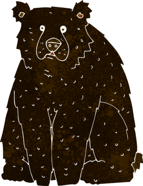 Bir insan tarafından çizilmiş komik siyah ayı.