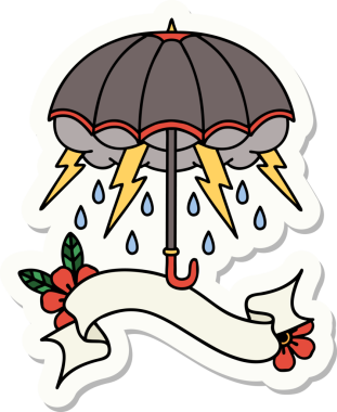 Bir insan tarafından çizilmiş şemsiye dövmesi stili çıkartması