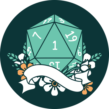 Bir insan tarafından çizilen bir d20 zar atma ikonu