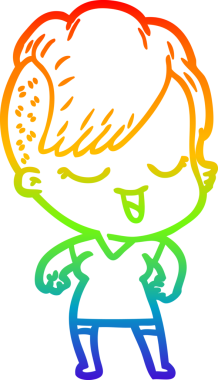 gökkuşağı gradyan çizimi mutlu bir çizgi film kızı bir insan tarafından çizildi