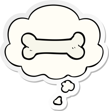 insan tarafından çizilmiş bir çıkartma olarak düşünce baloncuğu olan karikatür kemiği