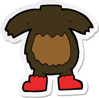 Bir insan tarafından çizilmiş karikatür siyah ayı vücudunun çıkartması.