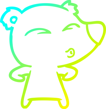 Bir insan tarafından çizilmiş ıslık çalan bir ayının soğuk çizgi çizimi.