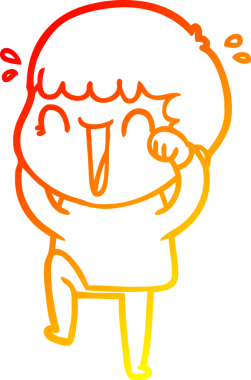 Bir insan tarafından çizilmiş gülen bir çizgi film karakterinin sıcak çizgi çizimi.