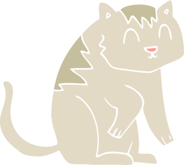 Bir insan tarafından çizilmiş kedinin düz renk çizimi