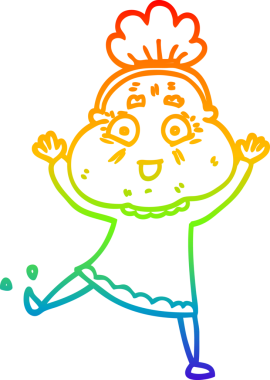 Gökkuşağı gradyan çizgi çizimi Bir insan tarafından çizilmiş mutlu yaşlı kadın