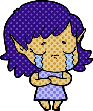 Bir insan tarafından çizilmiş ağlayan elf kızı.