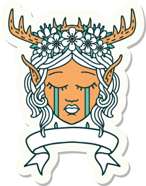 Bir insan tarafından çizilmiş pankartıyla Elf Druid karakterinin çıkartması.