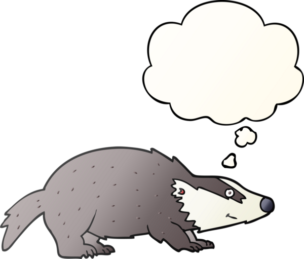 Düşünce baloncuğu olan çizgi film porsuğu bir insan tarafından çizilmiş.