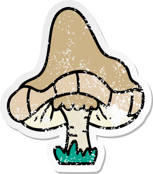 Bir insan tarafından çizilmiş tek bir mantarın el yazısı karikatürü.