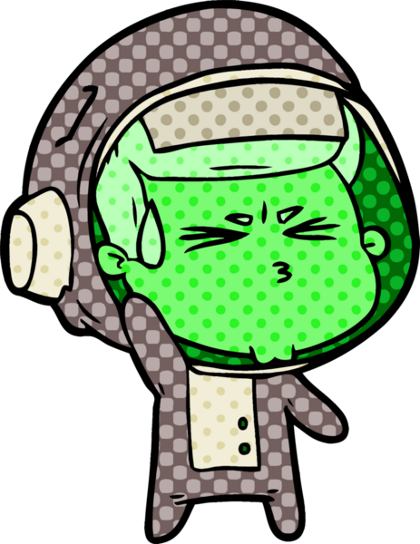 Çizgi film bir insan tarafından çizilmiş astronot.