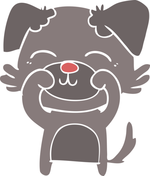 Bir insan tarafından çizilmiş düz renkli çizgi film köpeği.