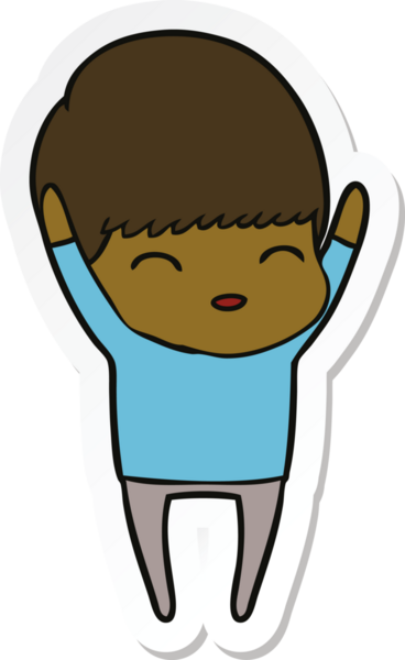 Bir insan tarafından çizilmiş mutlu bir çizgi film çocuğunun çıkartması.